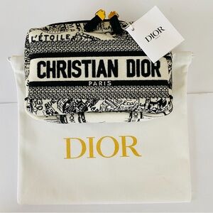 NWT Christian Dior Made in Italy Black White Plan de Paris Pouch Makeup Bag